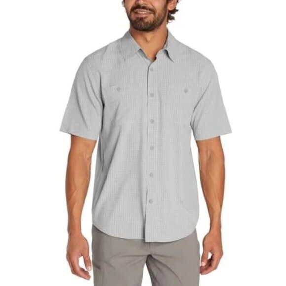 NEW Orvis Men's S Short Sleeve Tech Shirt Gray Plaid UPF 30+ Outdoor Short Sleev - Picture 1 of 10